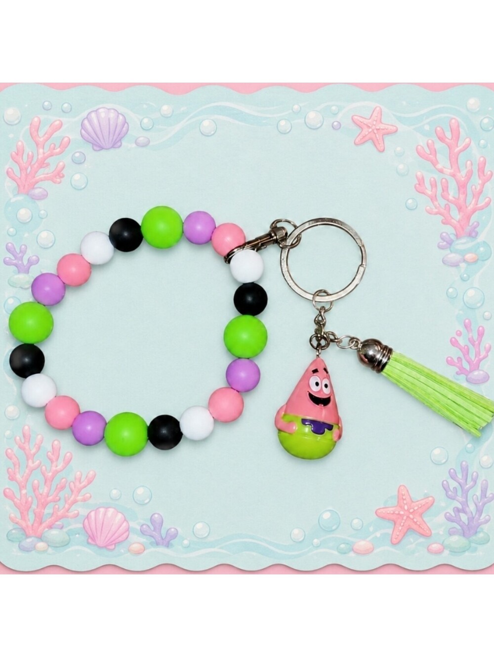 Spongebob Square Pants Patrick Star Bikini Bottom Keychain Bracelet